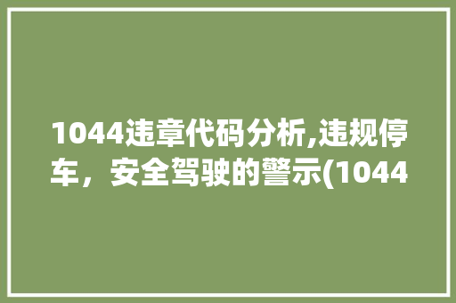 1044违章代码分析,违规停车，安全驾驶的警示(1044违章代码)