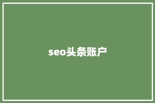 seo头条账户