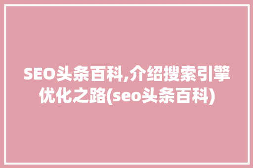 SEO头条百科,介绍搜索引擎优化之路(seo头条百科)