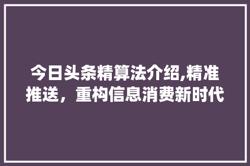 今日头条精算法介绍,精准推送，重构信息消费新时代(今日头条精算法)
