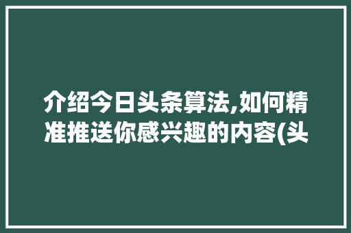 介绍今日头条算法,如何精准推送你感兴趣的内容(头条用什么算法) 介绍今日头条算法,如何精准推送你感兴趣的内容(头条用什么算法) 神马SEO