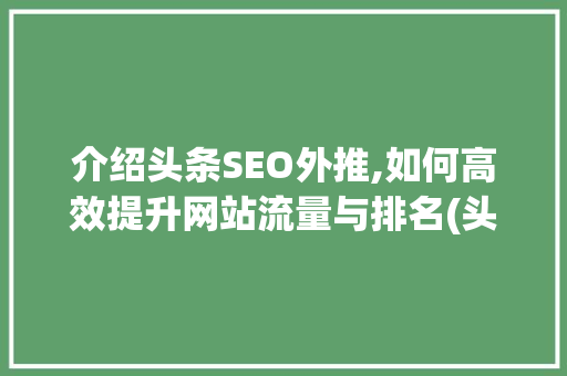 介绍头条SEO外推,如何高效提升网站流量与排名(头条seo外推)