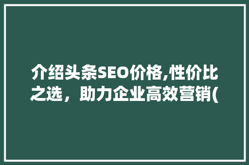 介绍头条SEO价格,性价比之选，助力企业高效营销(头条seo价格)