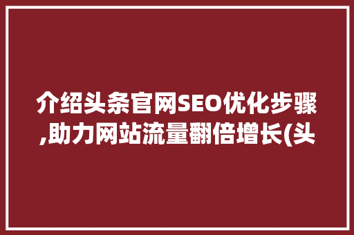介绍头条官网SEO优化步骤,助力网站流量翻倍增长(头条官网seo)