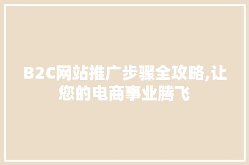 B2C网站推广步骤全攻略,让您的电商事业腾飞 B2C网站推广步骤全攻略,让您的电商事业腾飞 百度SEO