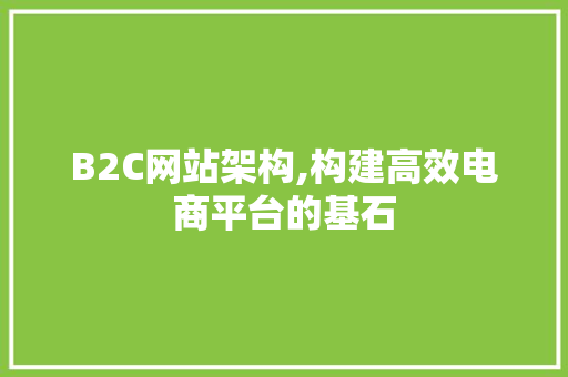 B2C网站架构,构建高效电商平台的基石