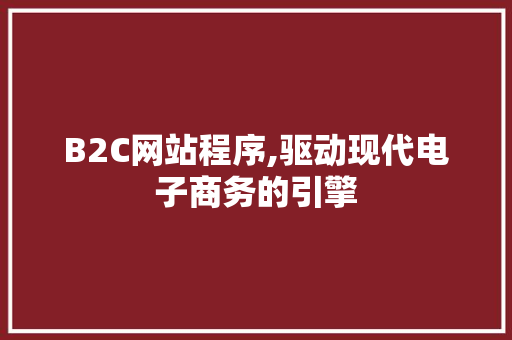 B2C网站程序,驱动现代电子商务的引擎