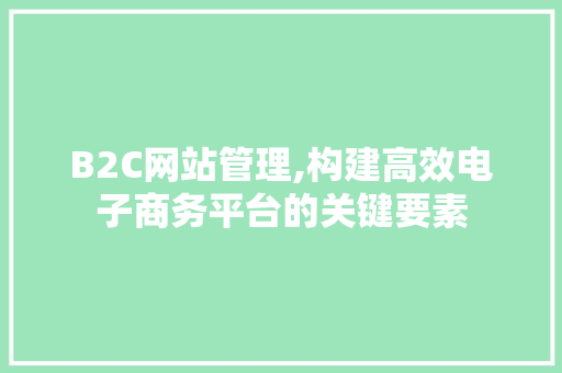 B2C网站管理,构建高效电子商务平台的关键要素 B2C网站管理,构建高效电子商务平台的关键要素 百度SEO