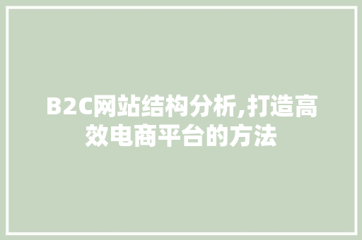 B2C网站结构分析,打造高效电商平台的方法