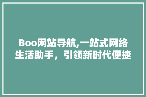 Boo网站导航,一站式网络生活助手，引领新时代便捷生活