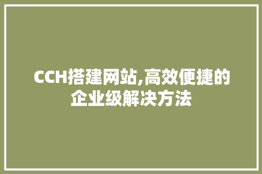 CCH搭建网站,高效便捷的企业级解决方法 CCH搭建网站,高效便捷的企业级解决方法 百度SEO