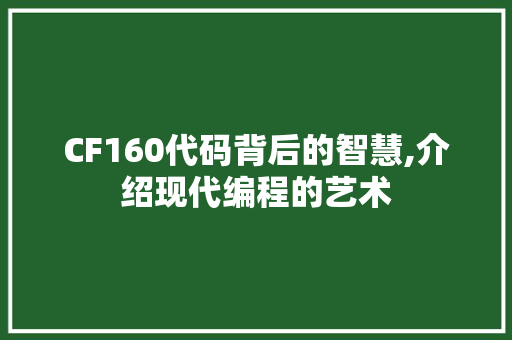 CF160代码背后的智慧,介绍现代编程的艺术