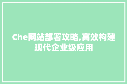 Che网站部署攻略,高效构建现代企业级应用