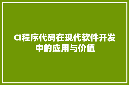 CI程序代码在现代软件开发中的应用与价值
