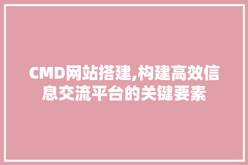 CMD网站搭建,构建高效信息交流平台的关键要素