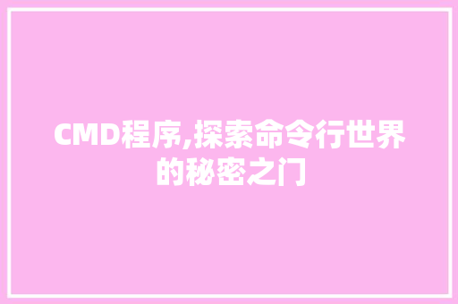 CMD程序,探索命令行世界的秘密之门