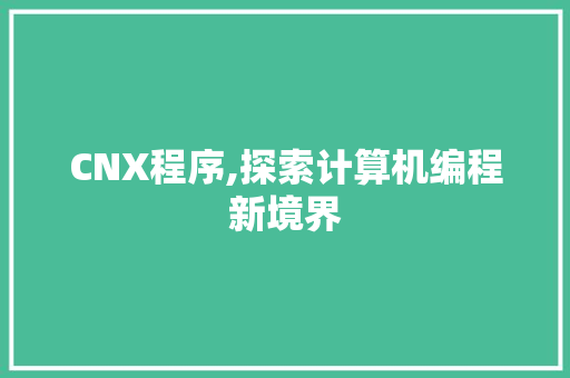 CNX程序,探索计算机编程新境界