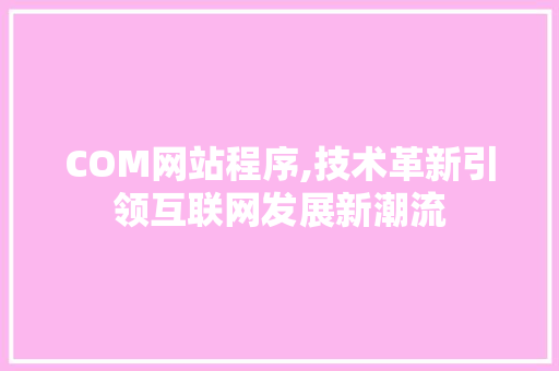 COM网站程序,技术革新引领互联网发展新潮流 COM网站程序,技术革新引领互联网发展新潮流 百度SEO