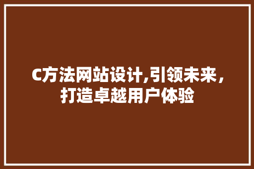 C方法网站设计,引领未来，打造卓越用户体验