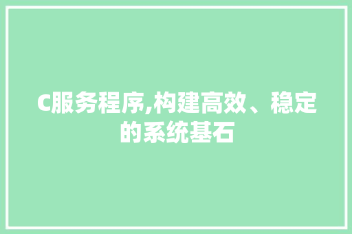 C服务程序,构建高效、稳定的系统基石
