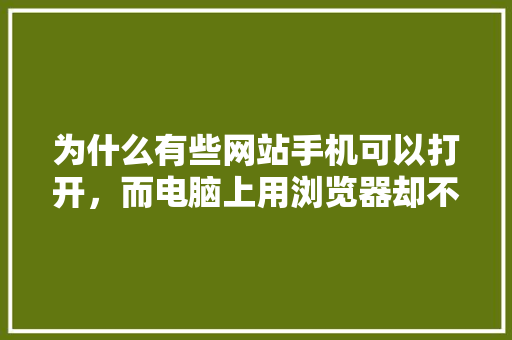 为什么有些网站手机可以打开，而电脑上用浏览器却不行呢,为什么要做手机网站呢。