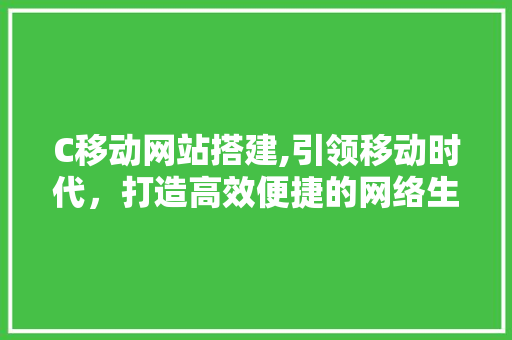 C移动网站搭建,引领移动时代，打造高效便捷的网络生活