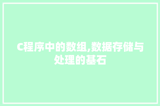 C程序中的数组,数据存储与处理的基石