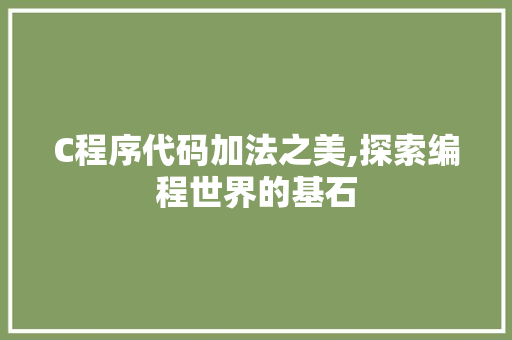 C程序代码加法之美,探索编程世界的基石 C程序代码加法之美,探索编程世界的基石 网站建设公司