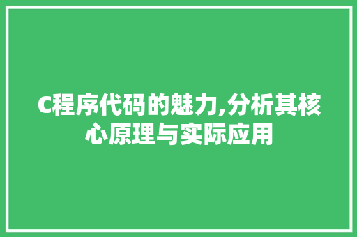 C程序代码的魅力,分析其核心原理与实际应用