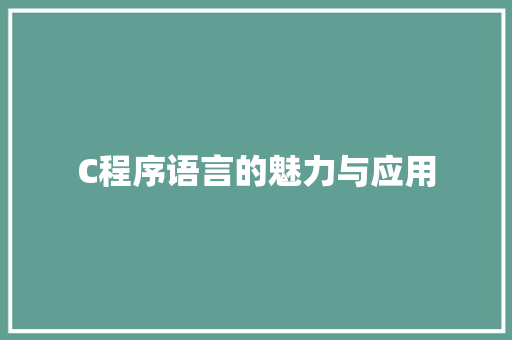 C程序语言的魅力与应用