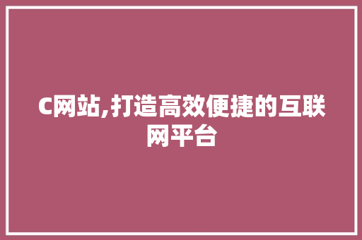 C网站,打造高效便捷的互联网平台