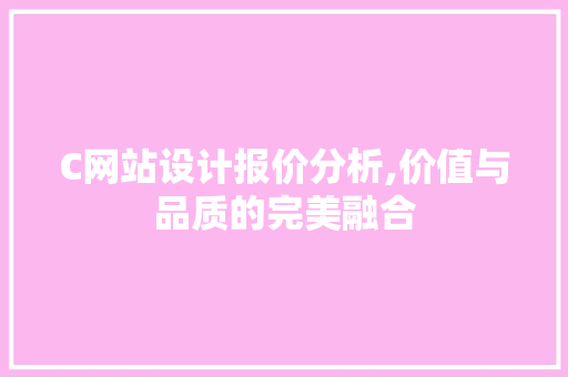 C网站设计报价分析,价值与品质的完美融合
