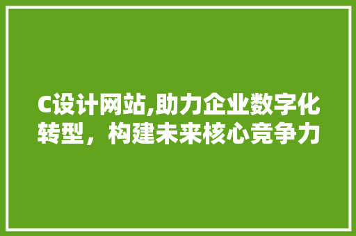 C设计网站,助力企业数字化转型，构建未来核心竞争力
