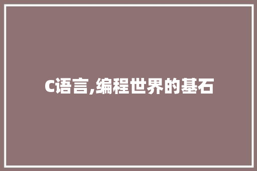 C语言,编程世界的基石 C语言,编程世界的基石 神马SEO