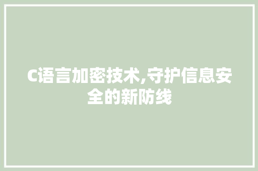 C语言加密技术,守护信息安全的新防线