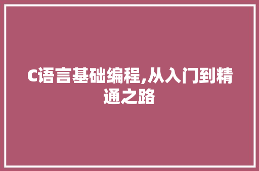 C语言基础编程,从入门到精通之路