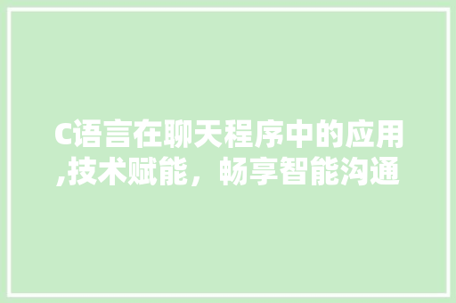 C语言在聊天程序中的应用,技术赋能，畅享智能沟通