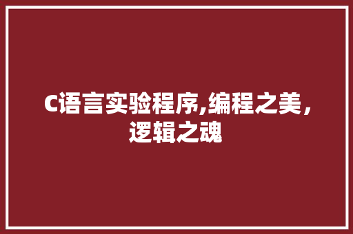 C语言实验程序,编程之美，逻辑之魂