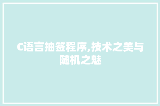 C语言抽签程序,技术之美与随机之魅