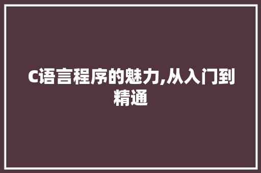 C语言程序的魅力,从入门到精通