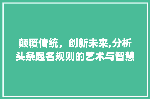 颠覆传统，创新未来,分析头条起名规则的艺术与智慧(头条的起名规则) 颠覆传统，创新未来,分析头条起名规则的艺术与智慧(头条的起名规则) 百度SEO
