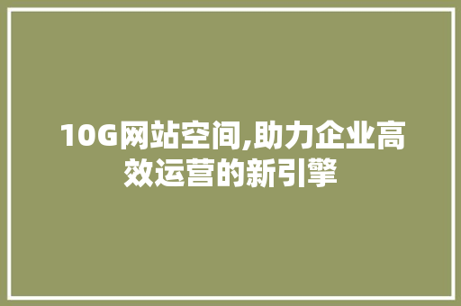 10G网站空间,助力企业高效运营的新引擎 10G网站空间,助力企业高效运营的新引擎 必应SEO