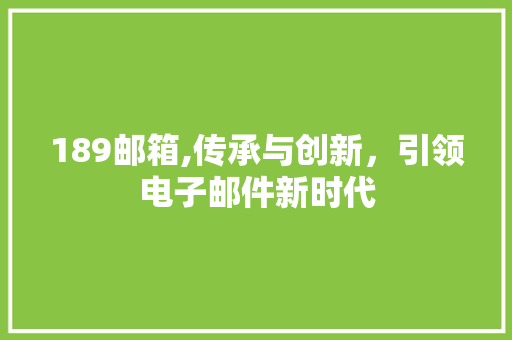189邮箱,传承与创新，引领电子邮件新时代 189邮箱,传承与创新，引领电子邮件新时代 网站建设公司