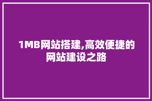 1MB网站搭建,高效便捷的网站建设之路