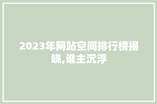 2023年网站空间排行榜揭晓,谁主沉浮 2023年网站空间排行榜揭晓,谁主沉浮 网站建设公司