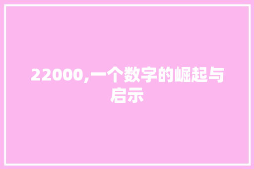 22000,一个数字的崛起与启示