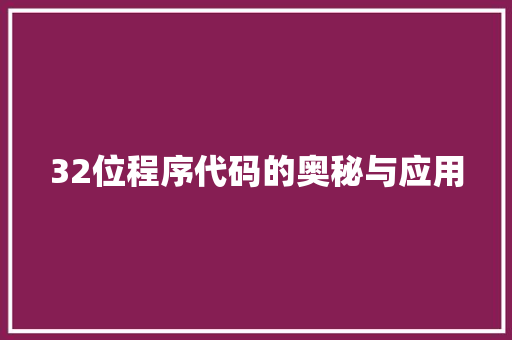 32位程序代码的奥秘与应用