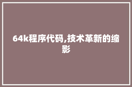 64k程序代码,技术革新的缩影
