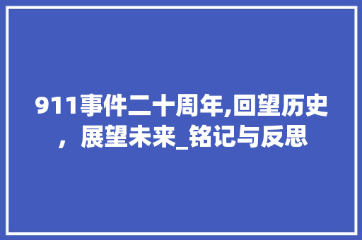 911事件二十周年,回望历史，展望未来_铭记与反思