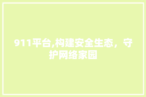 911平台,构建安全生态，守护网络家园